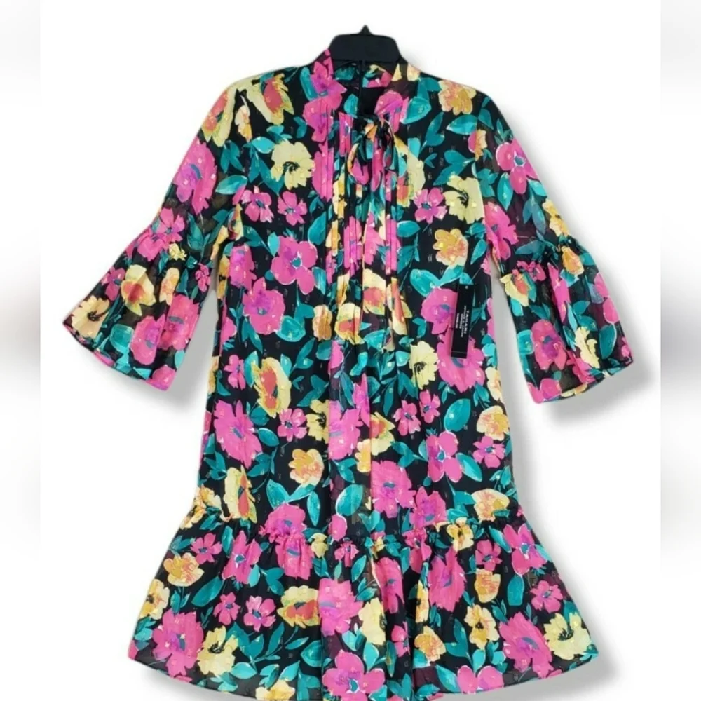 NWT Tahari Summer Shift Floral Print Mini Dress sz 10 - Picture 14 of 14